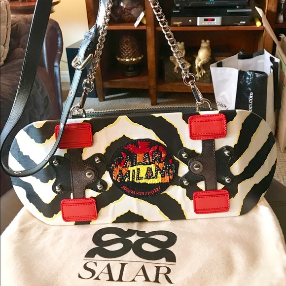 💋❤️ BNWT AUTHENTIC SALAR Skateboard Leather/Sequence Purse “RARE” ❤️💋 - Picture 1 of 6